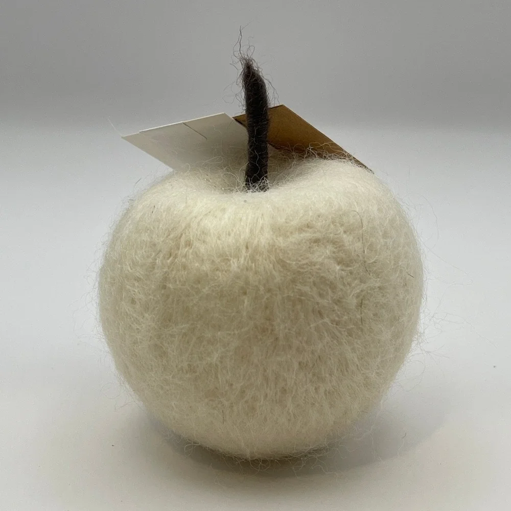 Mud Pie Cream Felted Wool Apple Bowl Filler Set of 10 Farmhouse Decor DGYQ-21321
